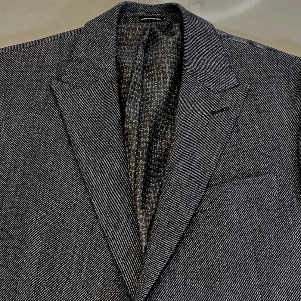 Joe Joseph Abboud x Tessuti Sondrio 40 L Sport Coat Blazer Dark Gray Elbow Patch